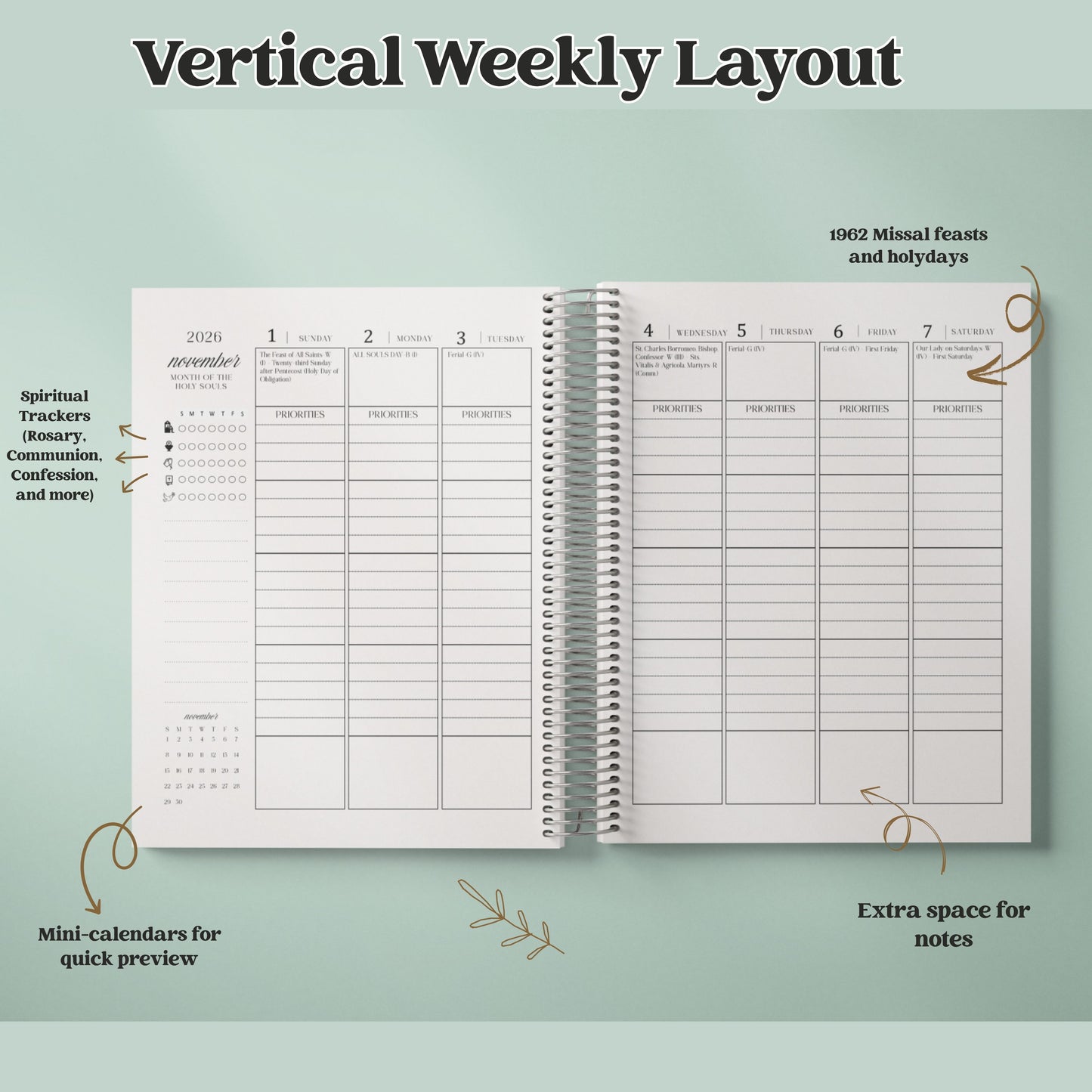 2026 Traditional Catholic Planner: Vertical Weekly Layout